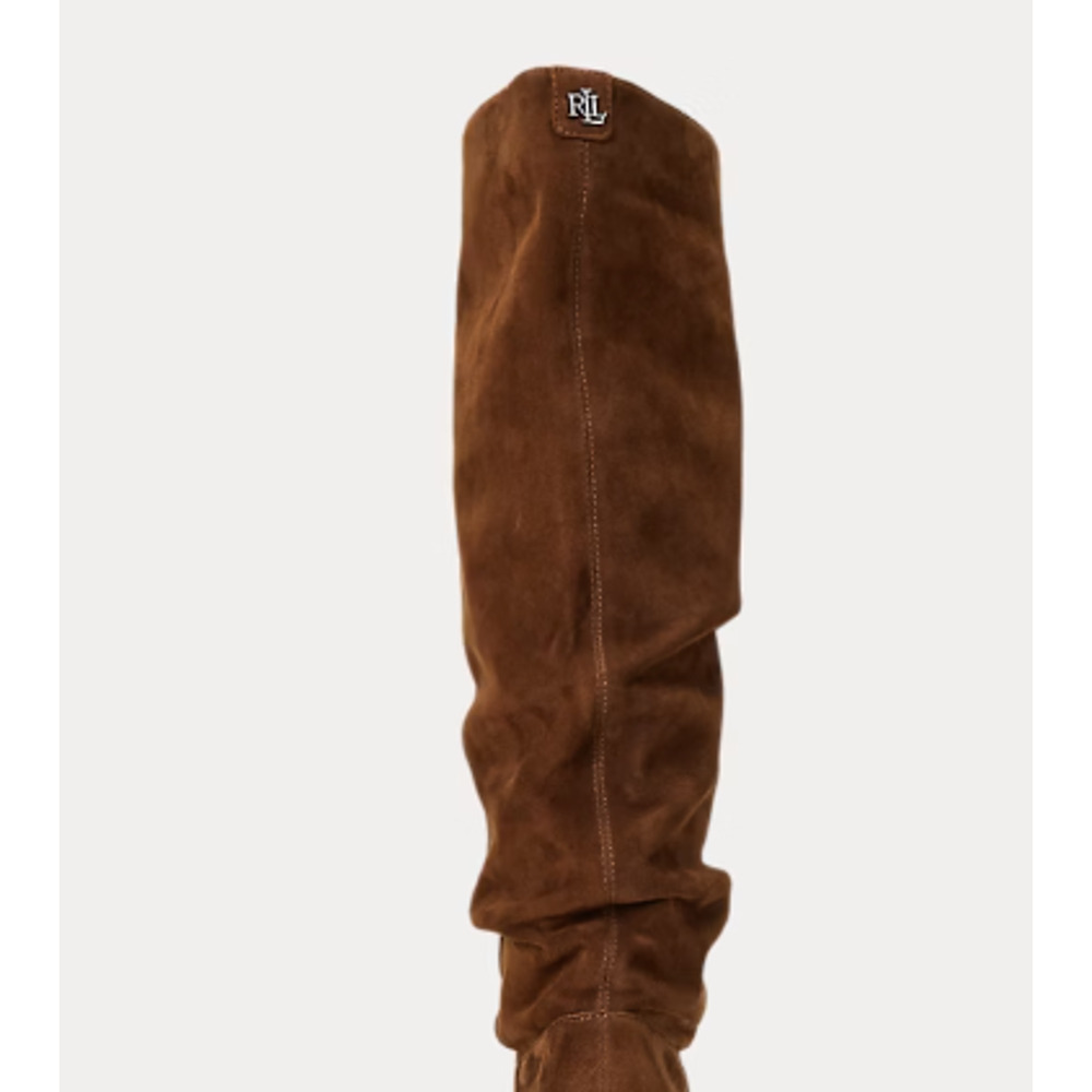 Ralph Lauren women's Artizan Suede tobacco knee-high Tall Boots size 5 - Picture 2 of 6